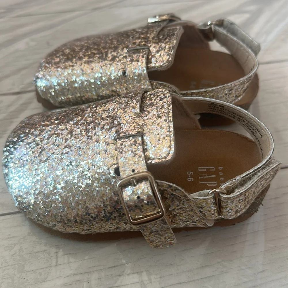 GAP Toddler Glitter Cork Clogs Gold